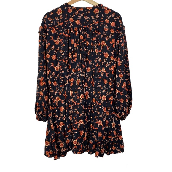 FREE PEOPLE ‘Flower Fields’ Boho Mini Dress, Black/Orange Floral, Size Small - Picture 12 of 16
